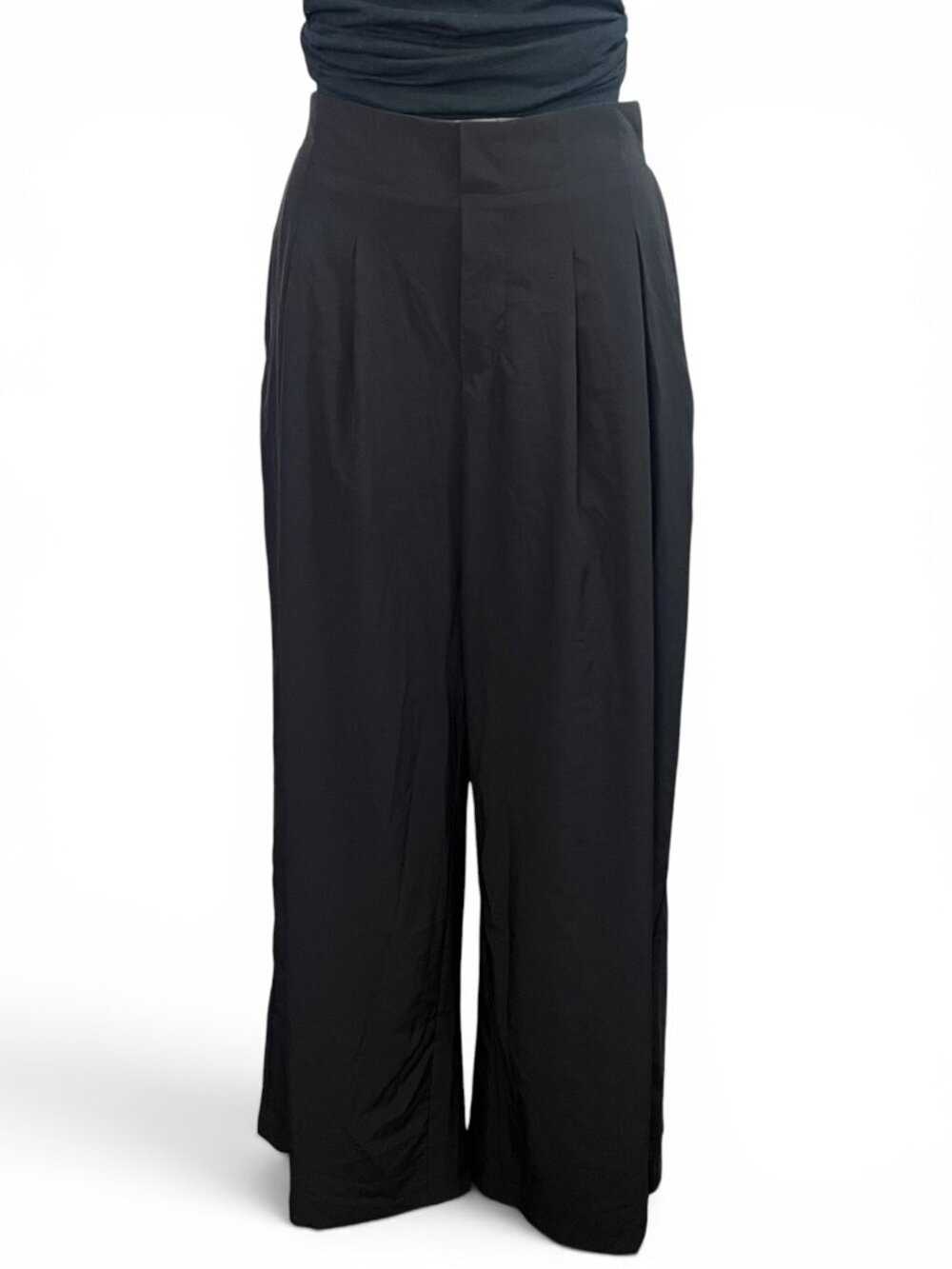 Halara Black Wide Leg Pleated Pants Womens M Regular